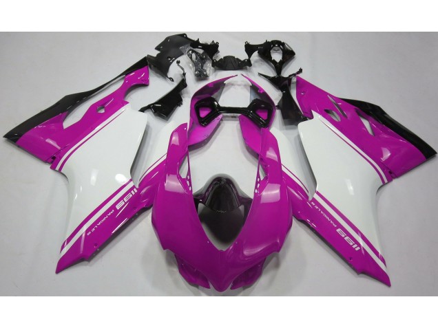 Rose Brillant Blanc & Noir 11-14 Ducati 1199 Carénage Rose Brillant Blanc & Noir 11-14 Ducati 1199 Carénage