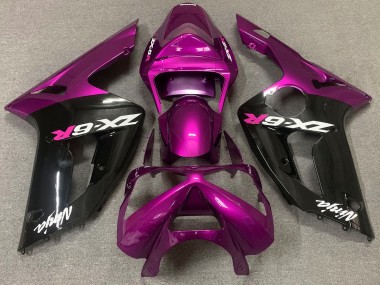 Rose Brillant & Noir 03-04 Kawasaki ZX6R Carénage