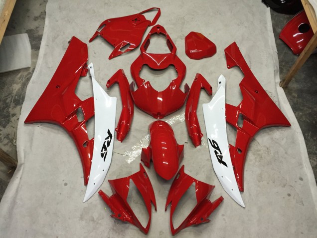 Rouge & Blanc 06-07 Yamaha R6 Carénage Rouge & Blanc 06-07 Yamaha R6 Carénage