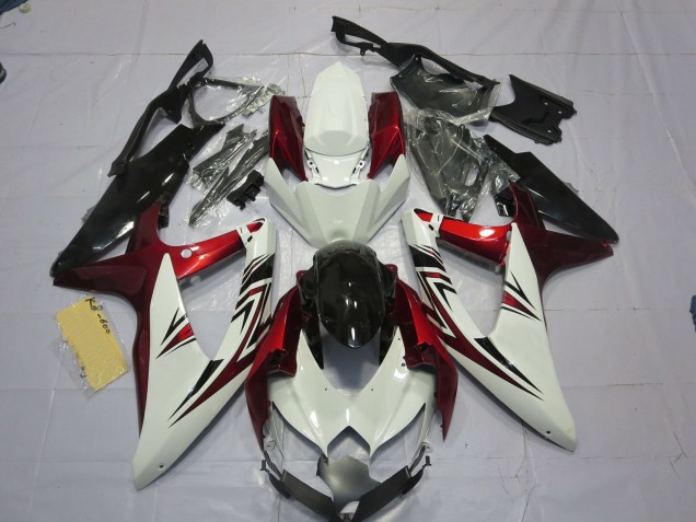 Rouge Blanc Noir 08-10 Suzuki GSXR 600-750 Carénage Rouge Blanc Noir 08-10 Suzuki GSXR 600-750 Carénage