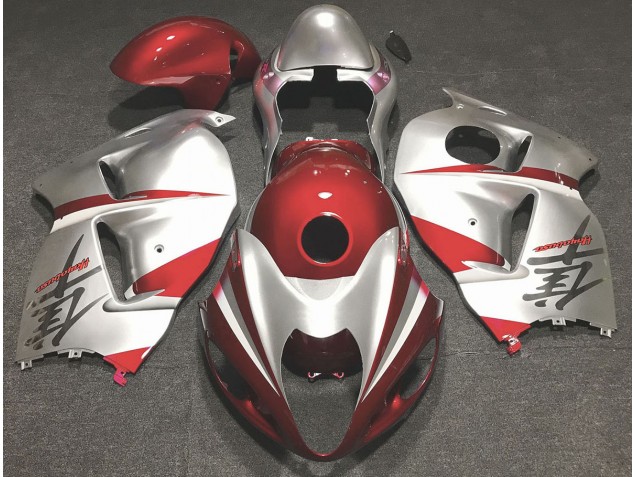 Rouge Brillant & Argent 97-07 Suzuki GSXR 1300 Carénage Rouge Brillant & Argent 97-07 Suzuki GSXR 1300 Carénage