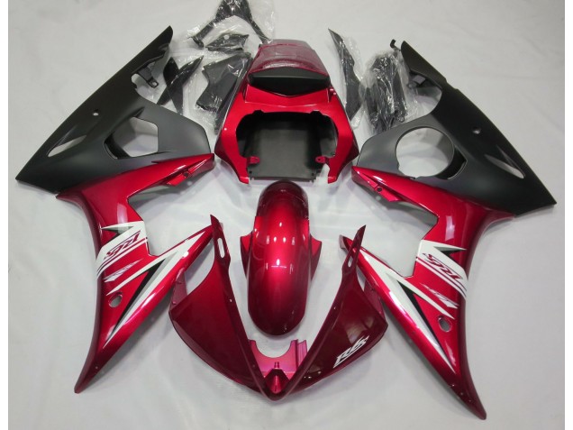 Rouge Brillant & Blanc 03-04 Yamaha R6 Carénage Rouge Brillant & Blanc 03-04 Yamaha R6 Carénage