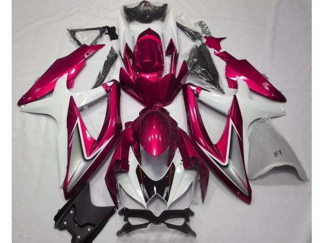 Rouge Brillant & Blanc 08-10 Suzuki GSXR 600-750 Carénage Rouge Brillant & Blanc 08-10 Suzuki GSXR 600-750 Carénage