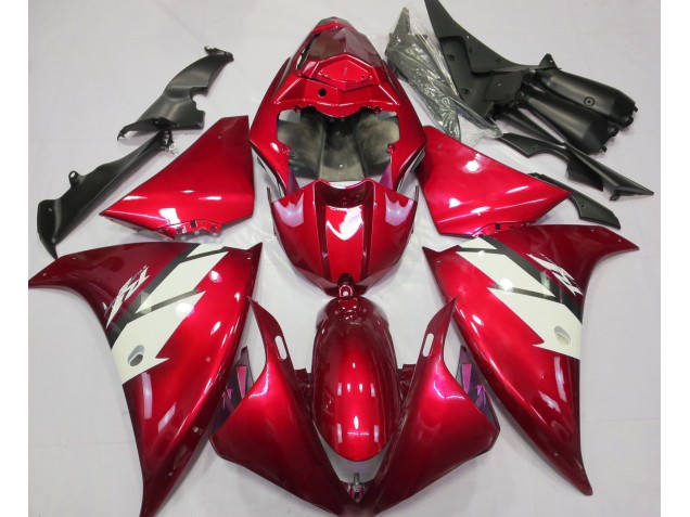 Rouge Brillant & Blanc 12-14 Yamaha R1 Carénage Rouge Brillant & Blanc 12-14 Yamaha R1 Carénage