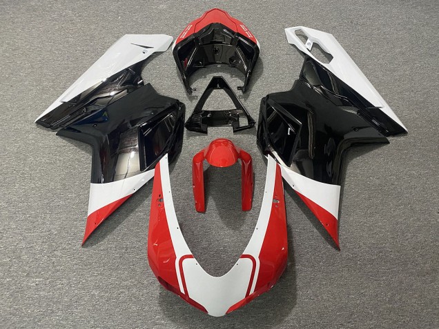 Rouge Brillant Blanc & Noir 07-14 Ducati 848 1098 1198 Carénage Rouge Brillant Blanc & Noir 07-14 Ducati 848 1098 1198 Carénage