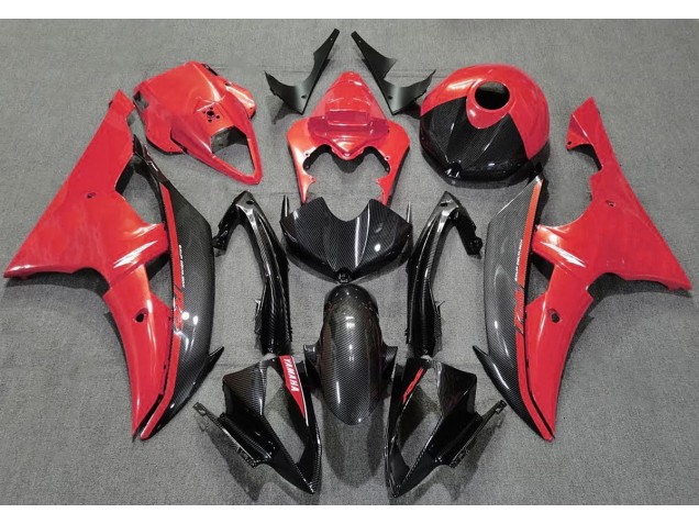 Rouge Brillant & Fiber De Carbone 08-16 Yamaha R6 Carénage Rouge Brillant & Fiber De Carbone 08-16 Yamaha R6 Carénage