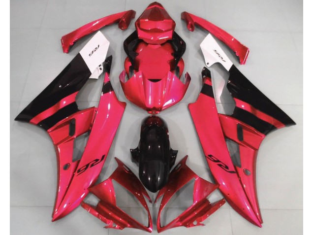 Rouge Brillant & Noir 06-07 Yamaha R6 Carénage Rouge Brillant & Noir 06-07 Yamaha R6 Carénage