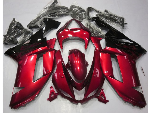Rouge Brillant & Noir 07-08 Kawasaki ZX6R Carénage Rouge Brillant & Noir 07-08 Kawasaki ZX6R Carénage