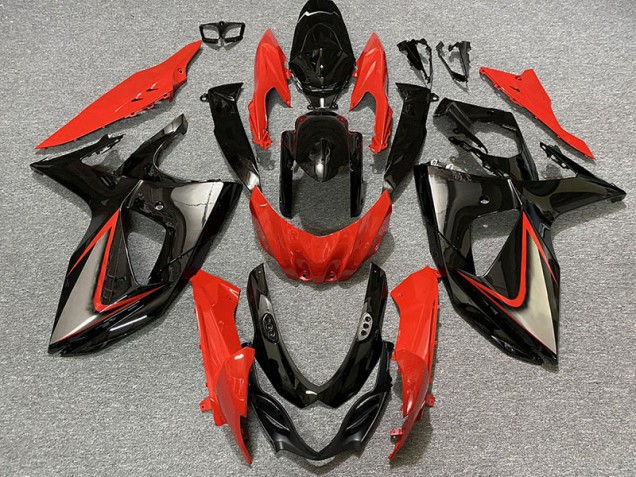Rouge Brillant & Noir 09-16 Suzuki GSXR 1000 Carénage Rouge Brillant & Noir 09-16 Suzuki GSXR 1000 Carénage