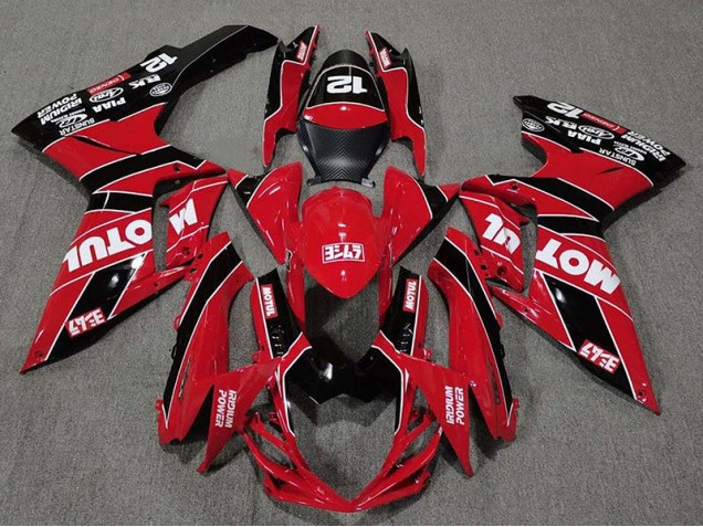 Rouge Brillant & Noir Motul 11-24 Suzuki GSXR 600-750 Carénage Rouge Brillant & Noir Motul 11-24 Suzuki GSXR 600-750 Carénage