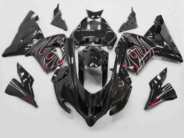 Rouge Noir Flamme 04-05 Kawasaki ZX10R Carénage Rouge Noir Flamme 04-05 Kawasaki ZX10R Carénage