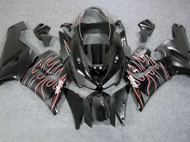 Rouge Noir Flamme 05-06 Kawasaki ZX6R Carénage Rouge Noir Flamme 05-06 Kawasaki ZX6R Carénage