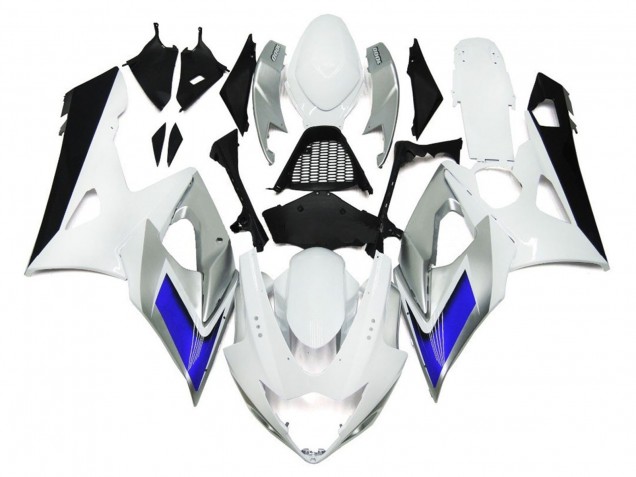 Style Blanc Brillant Avec Des Notes Argentées & Bleues 05-06 Suzuki GSXR 1000 Carénage Style Blanc Brillant Avec Des Notes Argentées & Bleues 05-06 Suzuki GSXR 1000 Carénage