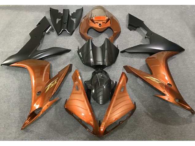 Style Orange Brillant & Fibre De Carbone 04-06 Yamaha R1 Carénage Style Orange Brillant & Fibre De Carbone 04-06 Yamaha R1 Carénage