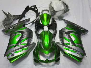 Vert & Argent Flamme 08-12 Kawasaki Ninja 250 Carénage
