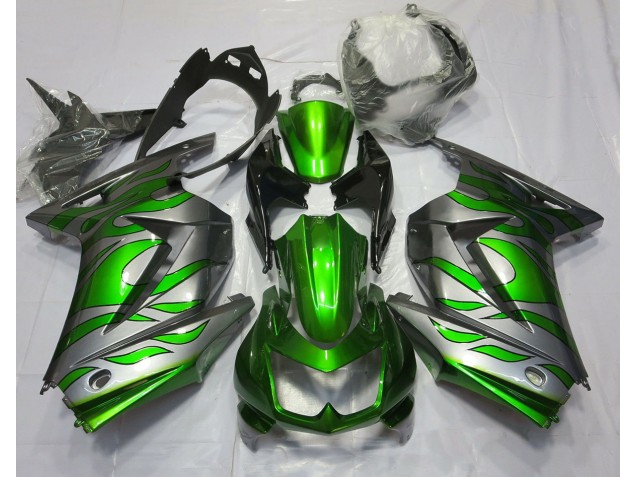Vert & Argent Flamme 08-12 Kawasaki Ninja 250 Carénage Vert & Argent Flamme 08-12 Kawasaki Ninja 250 Carénage