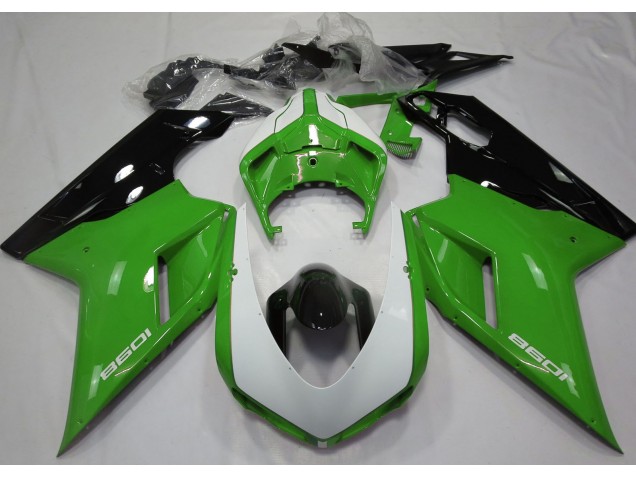 Vert Brillant & Blanc 07-14 Ducati 848 1098 1198 Carénage