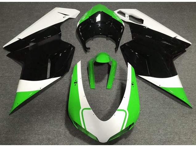 Vert Brillant Blanc & Noir 07-14 Ducati 848 1098 1198 Carénage Vert Brillant Blanc & Noir 07-14 Ducati 848 1098 1198 Carénage