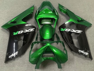 Vert Brillant & Noir 03-04 Kawasaki ZX6R Carénage