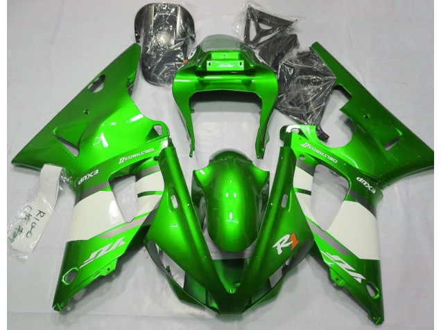 Vert Électrique & Blanc 00-01 Yamaha R1 Carénage Vert Électrique & Blanc 00-01 Yamaha R1 Carénage
