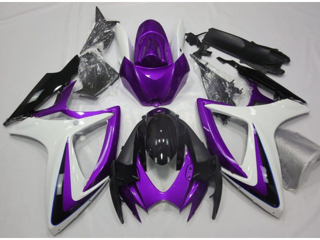 Violet & Blanc Débadgé 06-07 Suzuki GSXR 600-750 Carénage Violet & Blanc Débadgé 06-07 Suzuki GSXR 600-750 Carénage