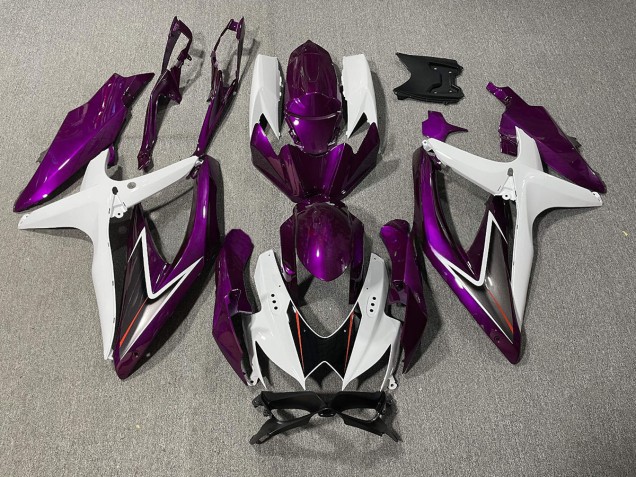 Violet Brillant & Blanc 08-10 Suzuki GSXR 600-750 Carénage Violet Brillant & Blanc 08-10 Suzuki GSXR 600-750 Carénage