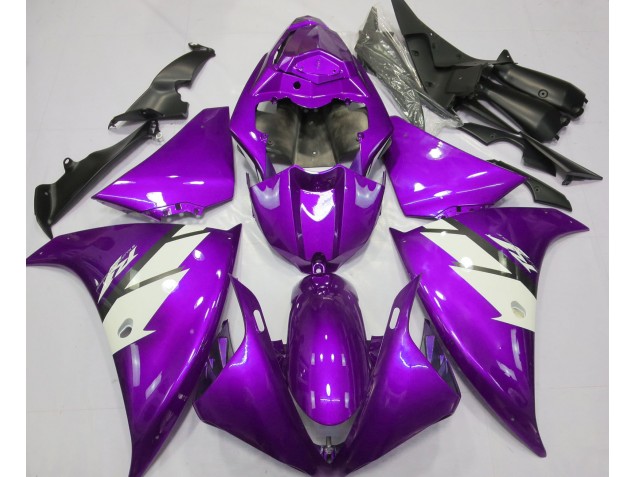 Violet Brillant & Blanc 12-14 Yamaha R1 Carénage Violet Brillant & Blanc 12-14 Yamaha R1 Carénage