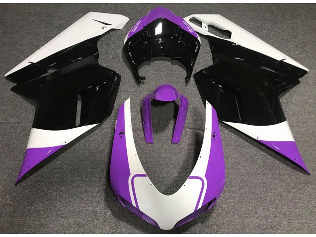 Violet Brillant Blanc & Noir 07-14 Ducati 848 1098 1198 Carénage Violet Brillant Blanc & Noir 07-14 Ducati 848 1098 1198 Carénage