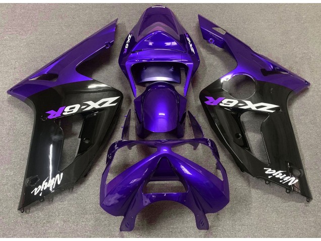 Violet Brillant & Noir 03-04 Kawasaki ZX6R Carénage Violet Brillant & Noir 03-04 Kawasaki ZX6R Carénage