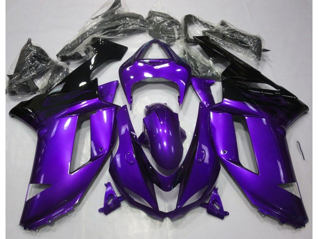 Violet Brillant & Noir 07-08 Kawasaki ZX6R Carénage Violet Brillant & Noir 07-08 Kawasaki ZX6R Carénage