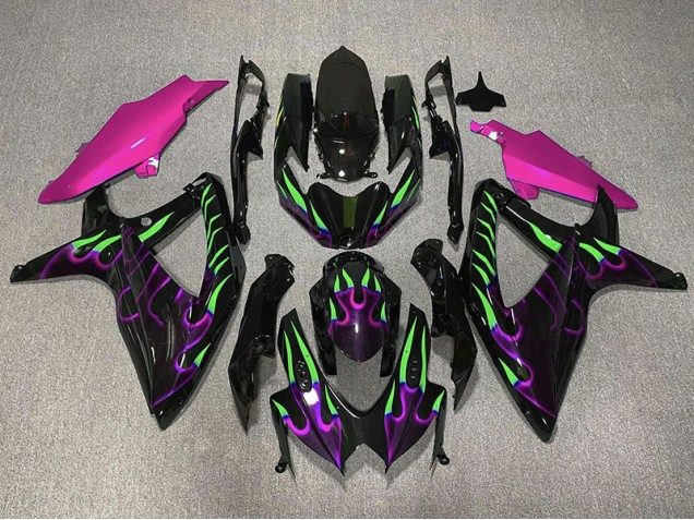 Violet & Vert Flamme 08-10 Suzuki GSXR 600-750 Carénage Violet & Vert Flamme 08-10 Suzuki GSXR 600-750 Carénage
