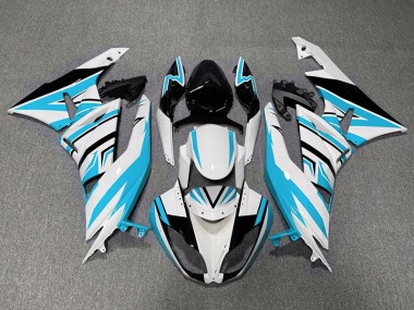 Zag Bleu Clair Blanc & Noir 09-12 Kawasaki ZX6R Carénage