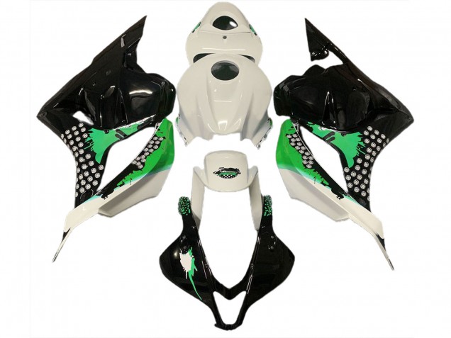 Éclaboussures Blanches & Vertes Brillantes 09-12 Honda CBR600RR Carénage Éclaboussures Blanches & Vertes Brillantes 09-12 Honda CBR600RR Carénage