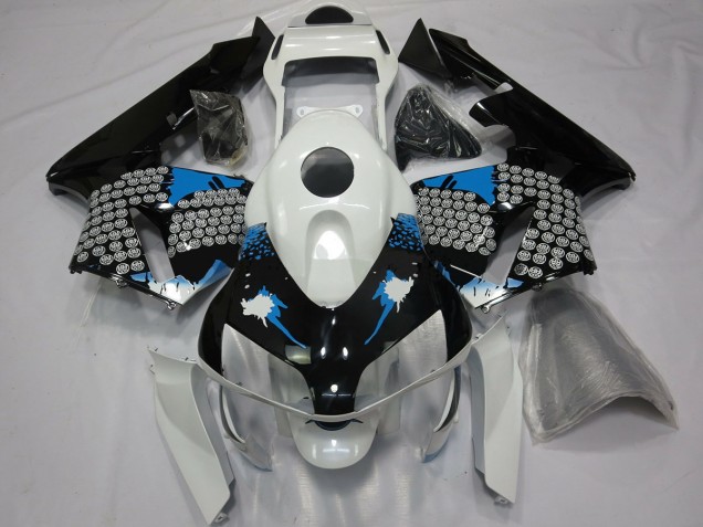 Éclaboussures Bleues Blanches & Noires 03-04 Honda CBR600RR Carénage Éclaboussures Bleues Blanches & Noires 03-04 Honda CBR600RR Carénage