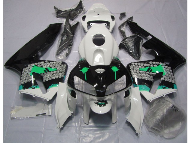 Éclaboussures Turquoise Sur Noir Brillant 05-06 Honda CBR600RR Carénage Éclaboussures Turquoise Sur Noir Brillant 05-06 Honda CBR600RR Carénage